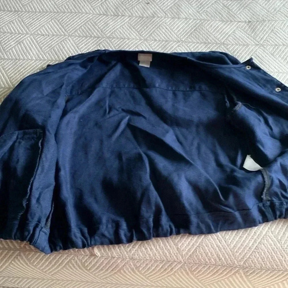 Chicos Blue Linen Snap Front 3/4 Sleeve Jacket - Picture 6 of 9